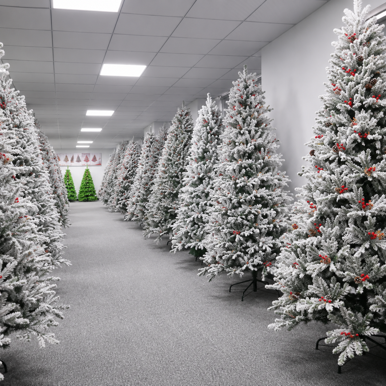 Samstone Christmas tree collection in the showroom